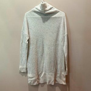 NWT White & Warren Glacier Gray White Funnel Neck 100% Cashmere Medium
